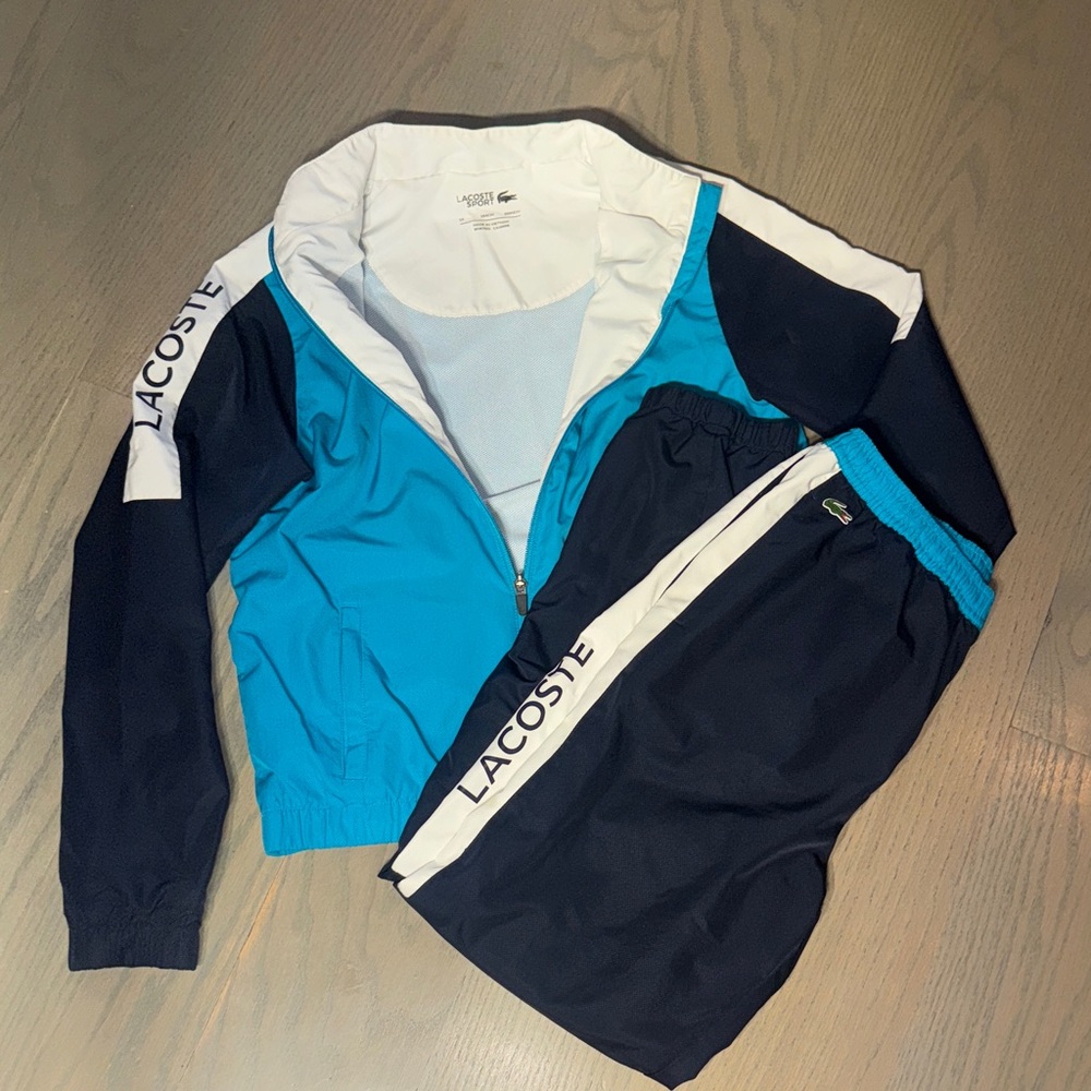 LACOSTE Blue Tracksuit with White Accents